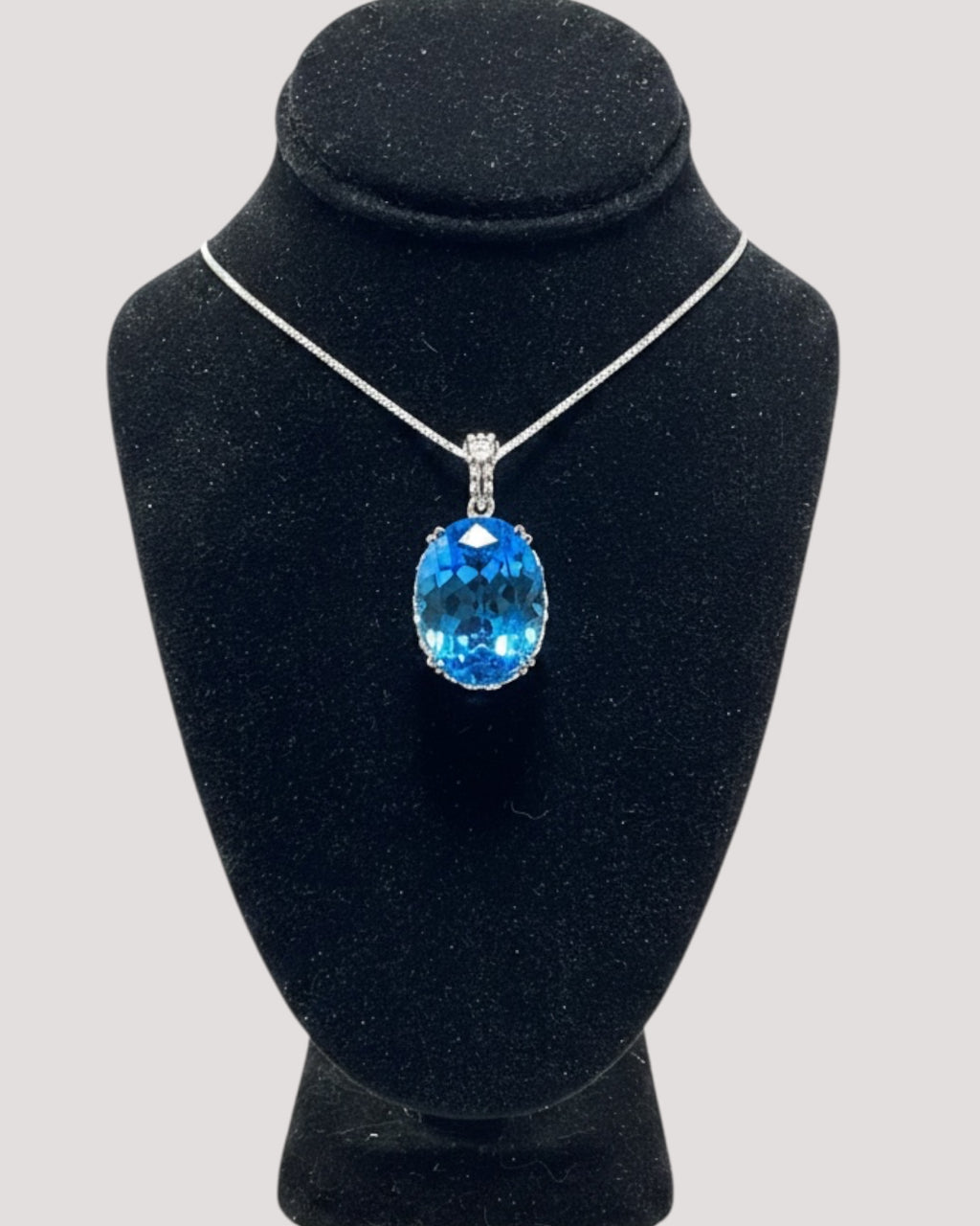 Sterling Silver Blue Topaz Pendant Necklace