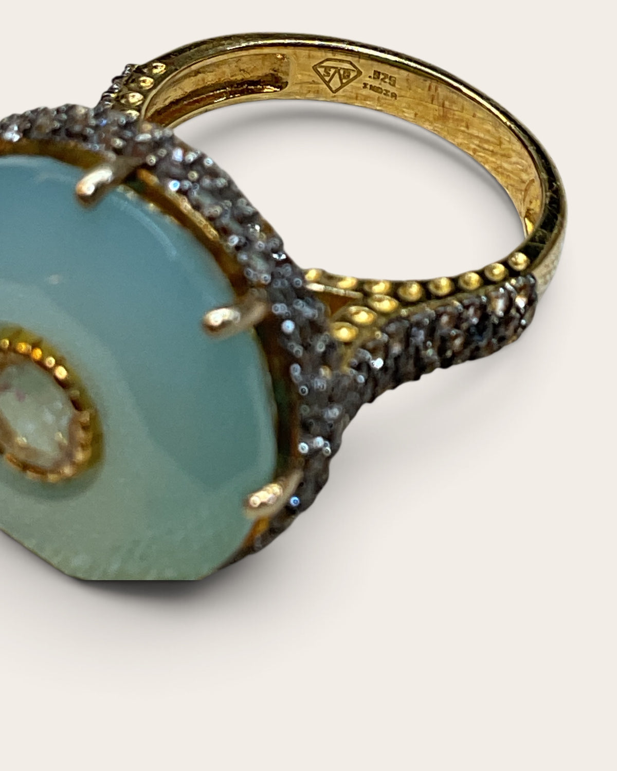 Designer Gaia Turquoise & Diamond Halo Ring - Pre-Loved