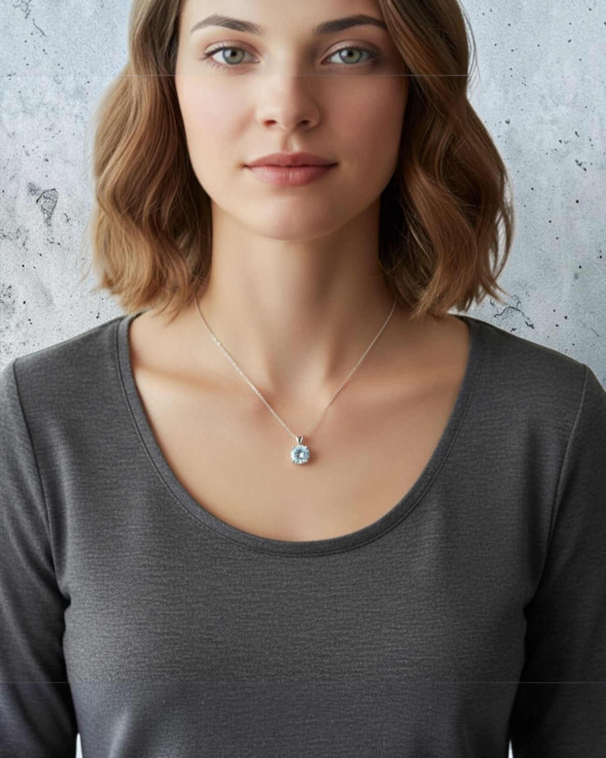 Terra Vanessa Sky Blue Topaz with 18” Sterling Silver Chain  - NOS