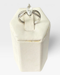 Cavallaro Creations sterling silver ring featuring a marquise-cut solitaire stone and pavé-accented split shank band.