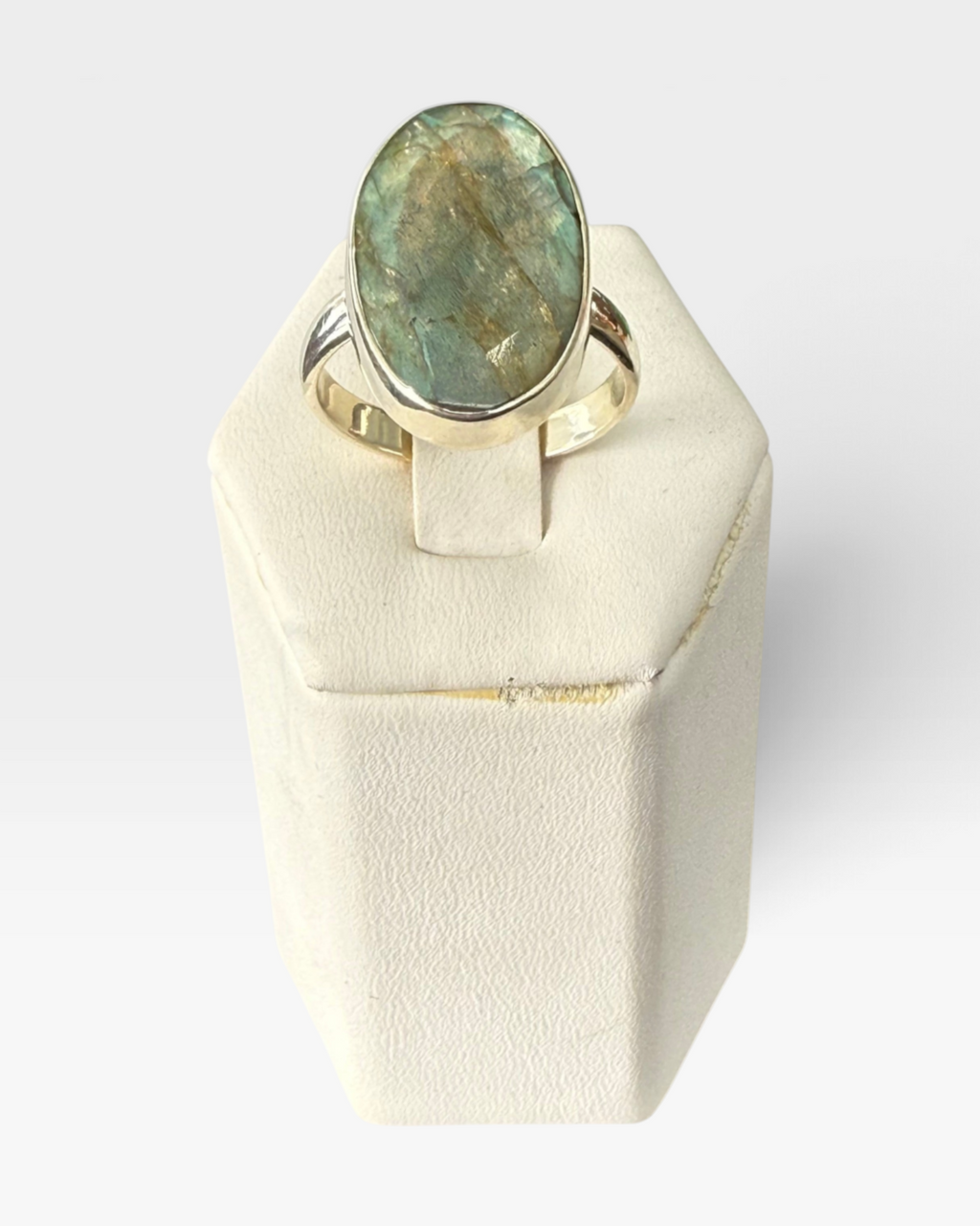 Cavallaro Creations oval gemstone ring with a multi-tonal natural stone set in polished 925 sterling silver