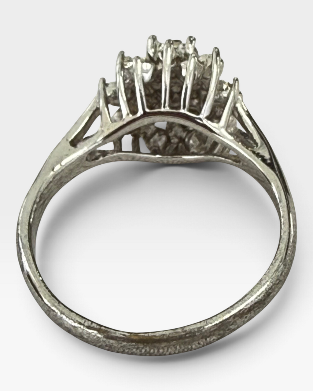 Cavallaro Creations silver-tone floral cluster statement ring with intricate setting and sparkling accents