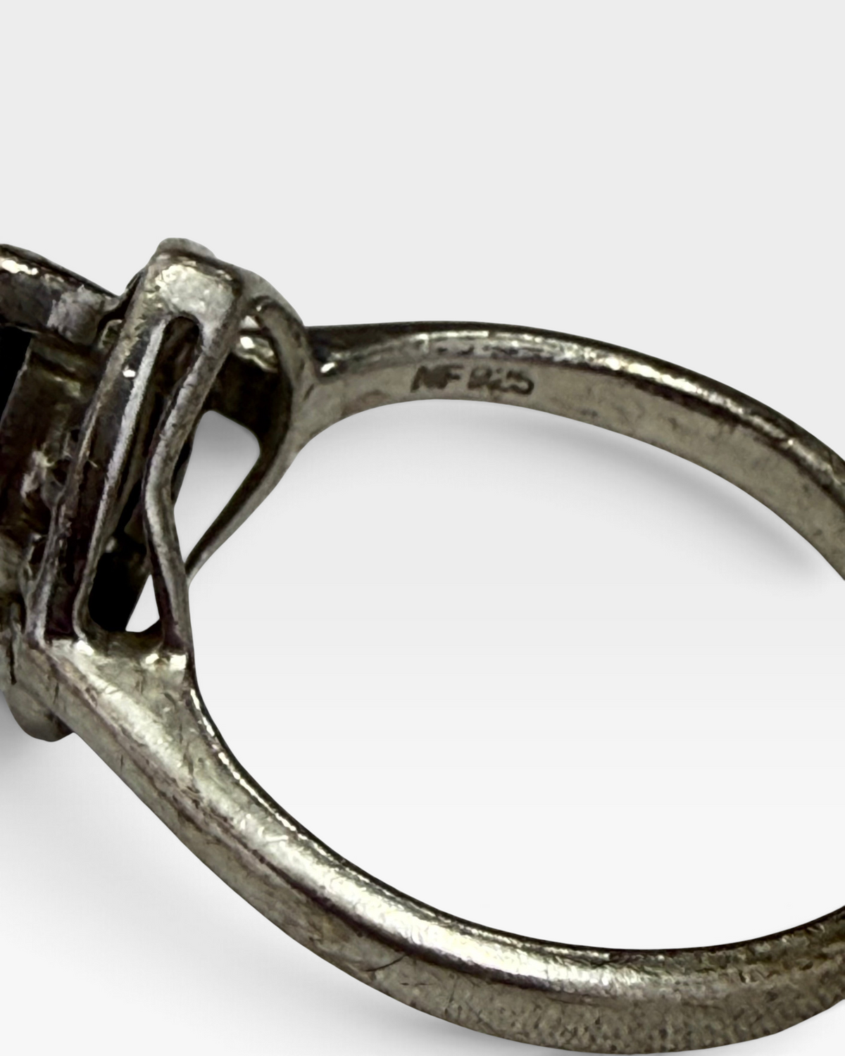 Cavallaro Creations sterling silver ring showing the 925 hallmark stamp on the inside of the band