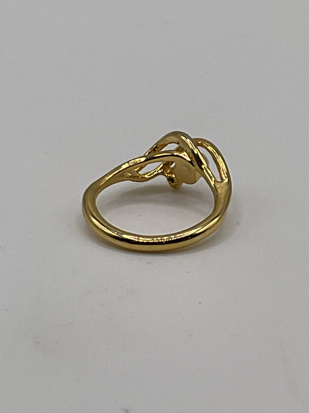 Abstract Gold Tone Pearl Ring | Minimalist Swirl Statement Ring - Estate Sale (Great Condition)