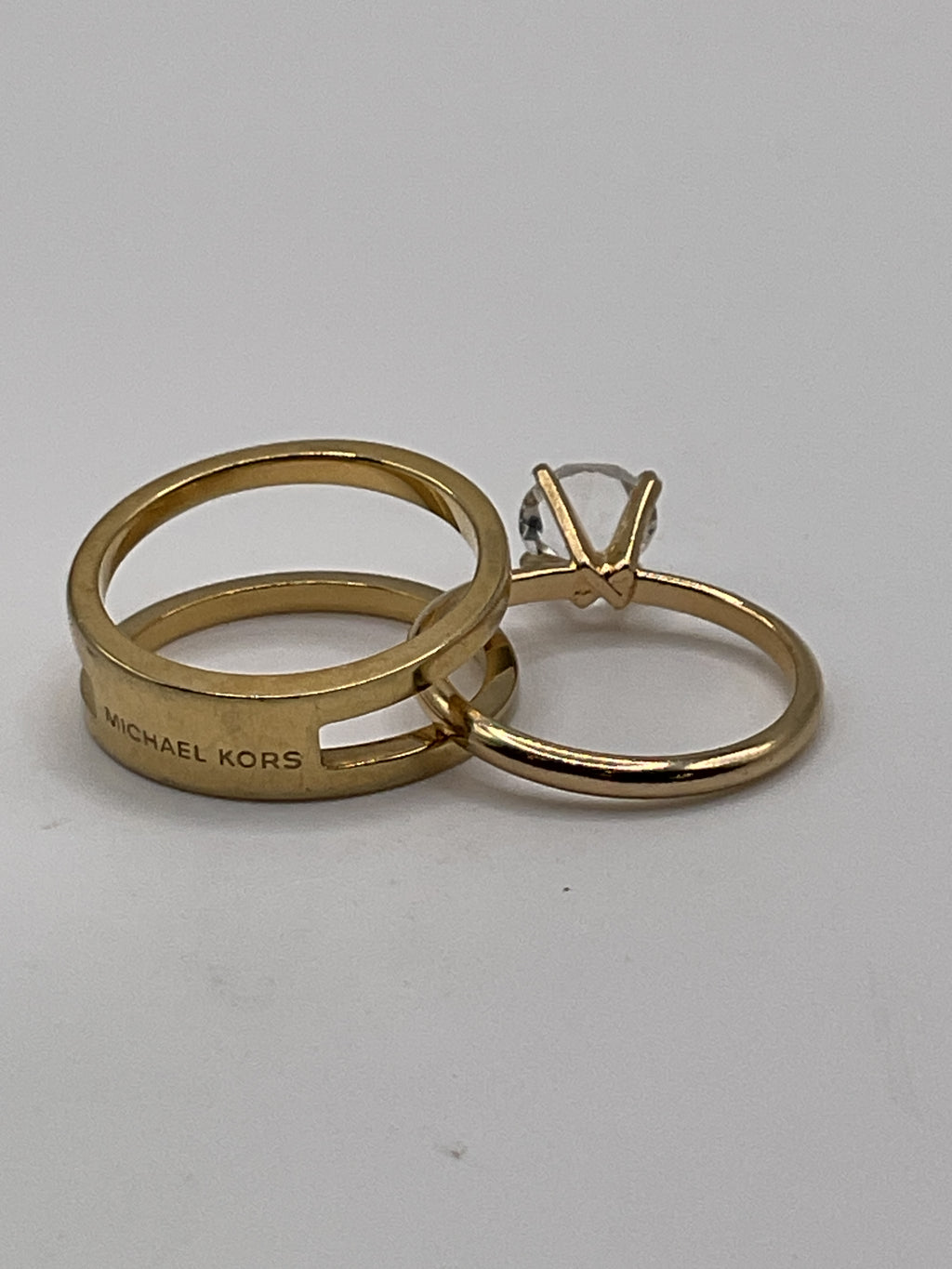 Michael Kors Gold Tone Solitaire Ring Wrap Set | Stackable Designer Ring - Estate Sale (Great Condition)