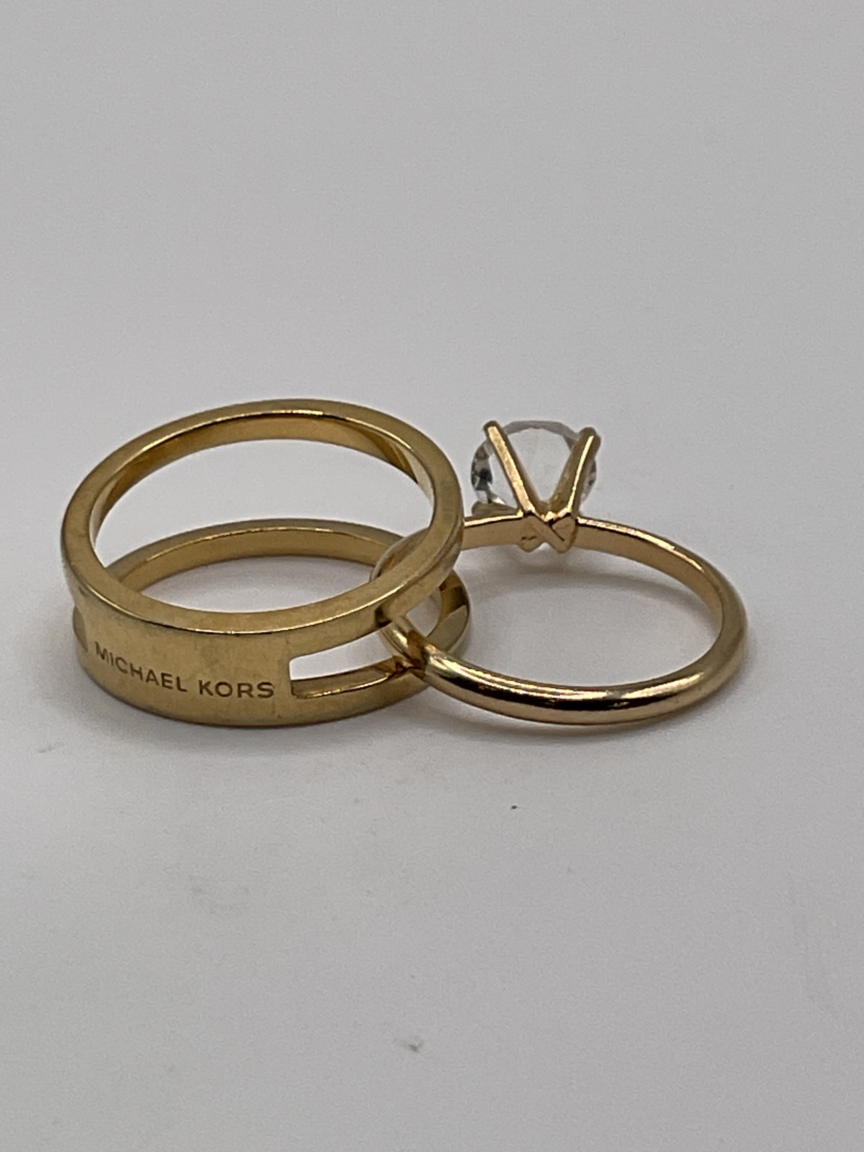 Michael Kors Gold Tone Solitaire Ring Wrap Set | Stackable Designer Ring - Estate Sale (Great Condition)