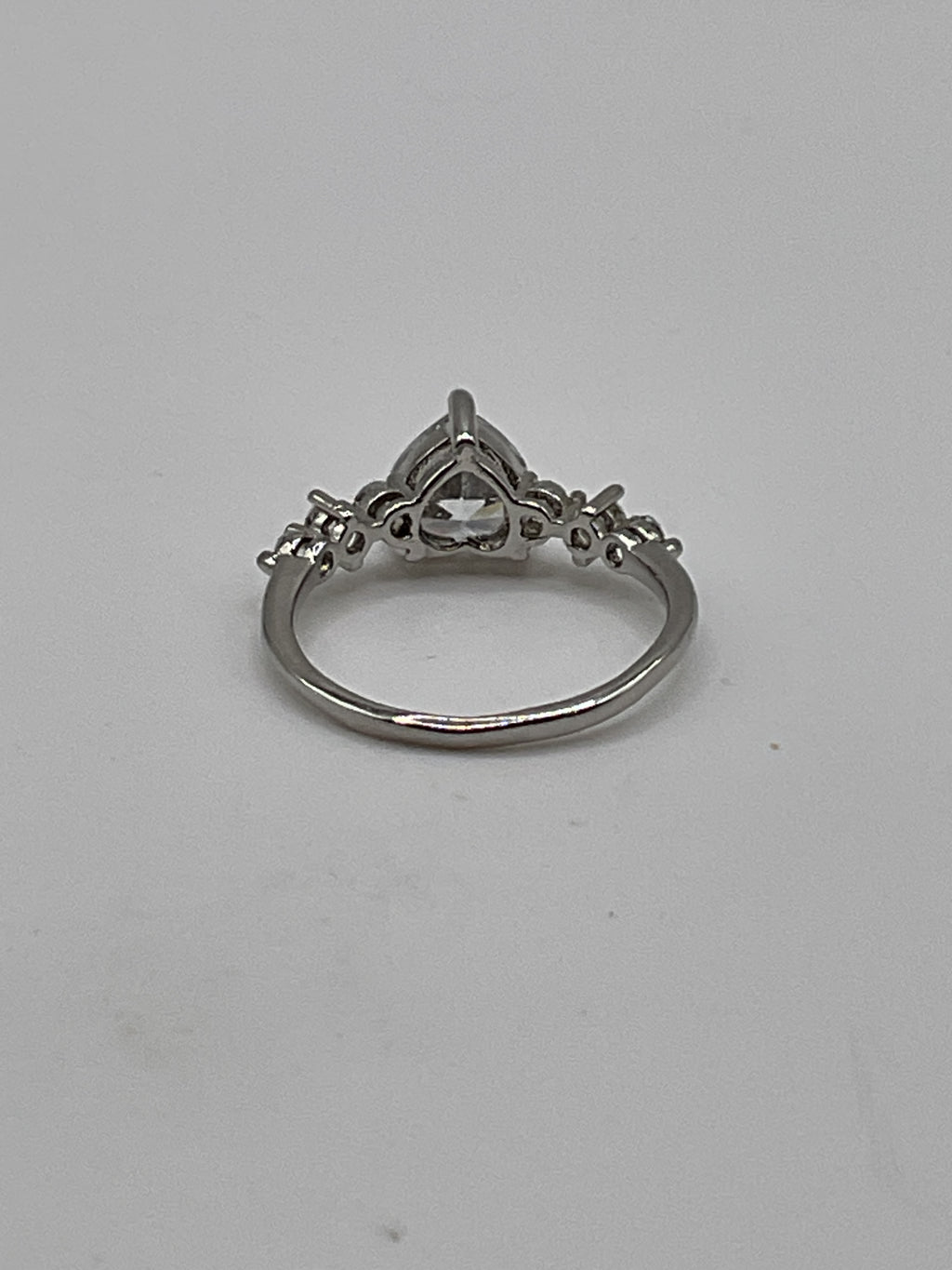 Pear Cut Halo Style Ring | Silver Tone Cubic Zirconia Engagement Style Ring - Estate Sale (Great Condition)