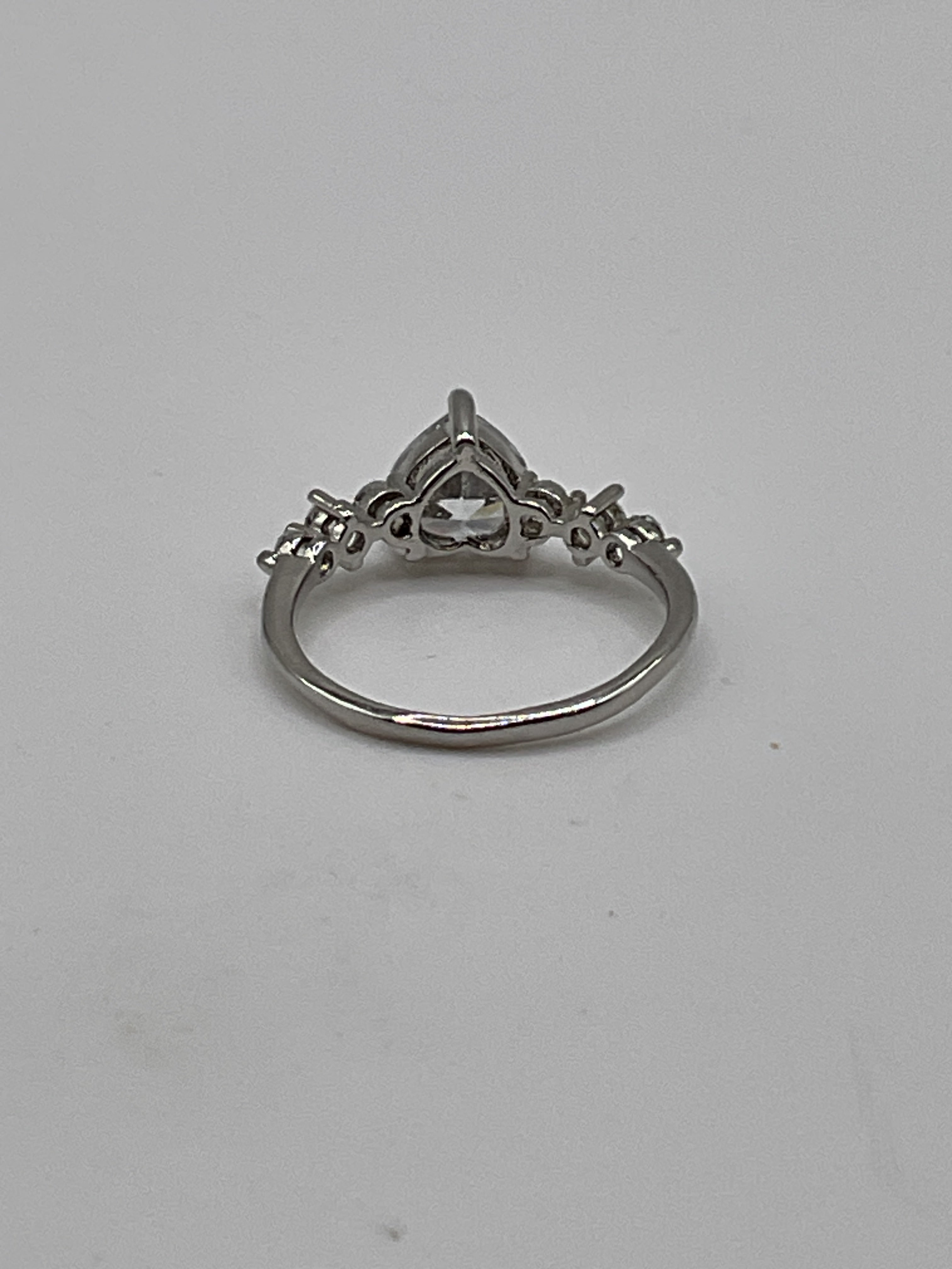 Pear Cut Halo Style Ring | Silver Tone Cubic Zirconia Engagement Style Ring - Estate Sale (Great Condition)