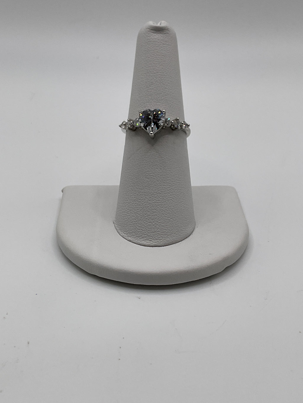 Pear Cut Halo Style Ring | Silver Tone Cubic Zirconia Engagement Style Ring - Estate Sale (Great Condition)