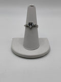 Pear Cut Halo Style Ring | Silver Tone Cubic Zirconia Engagement Style Ring - Estate Sale (Great Condition)