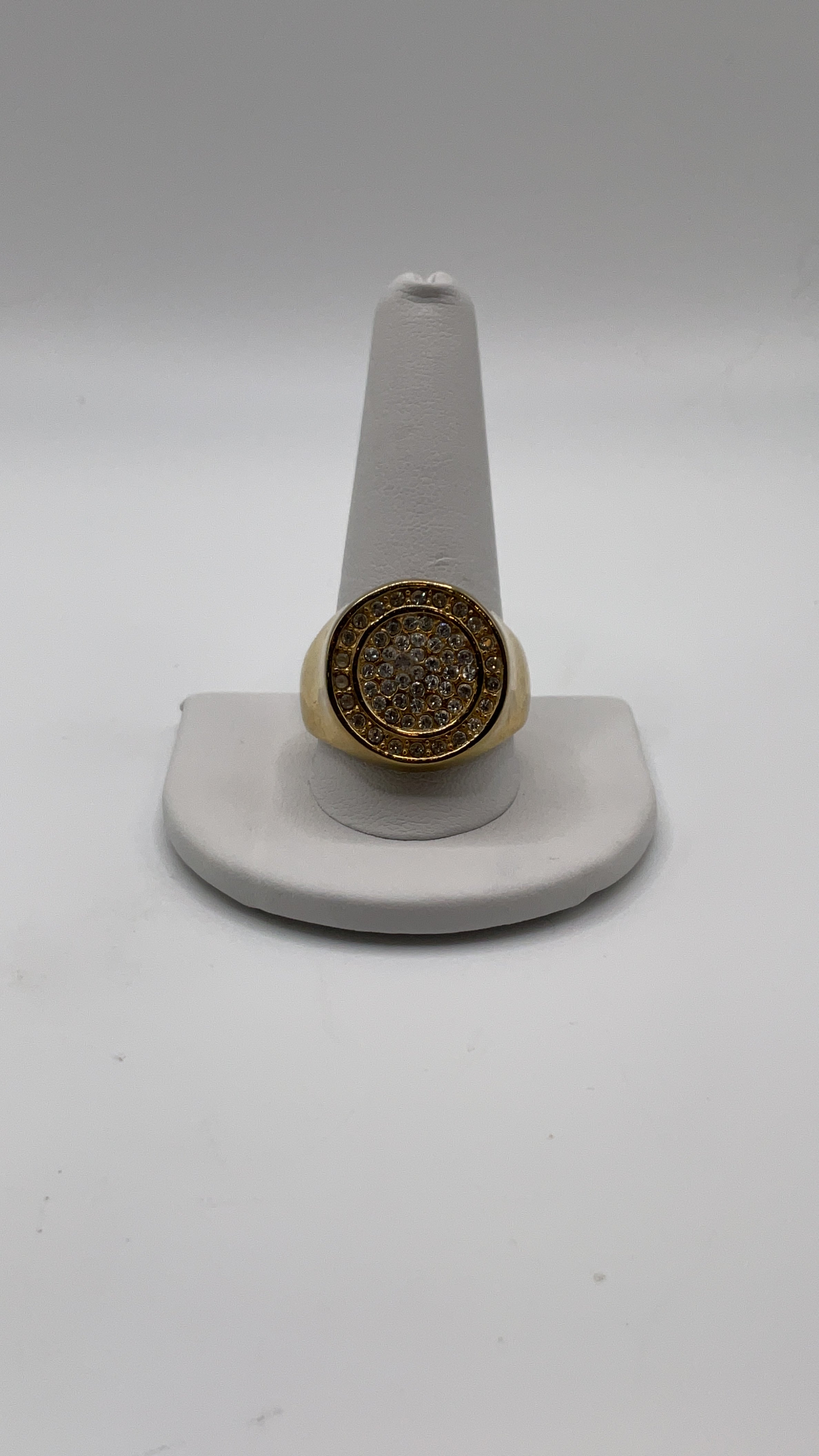 Gold-Tone Pavé Signet Ring  Estate Sale (Fair Condition)
