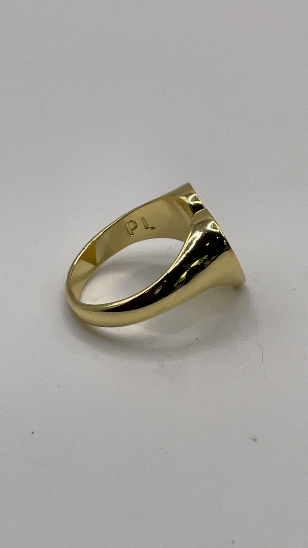 Heart Signet Ring in Gold-Tone with Blue Stone Pavé  - Estate Sale (Great Condition)