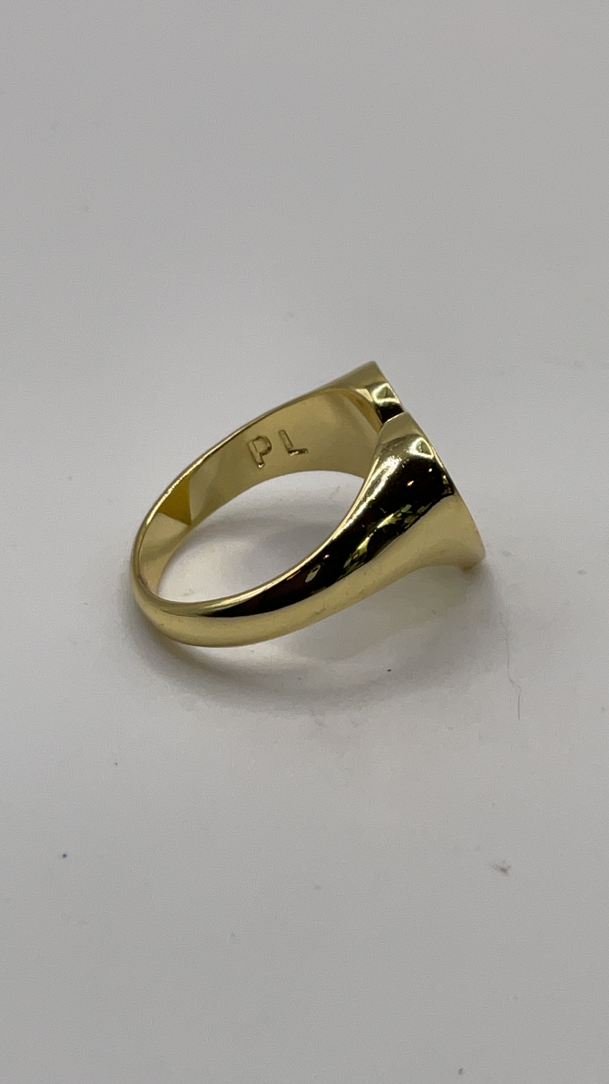 Heart Signet Ring in Gold-Tone with Blue Stone Pavé  - Estate Sale (Great Condition)